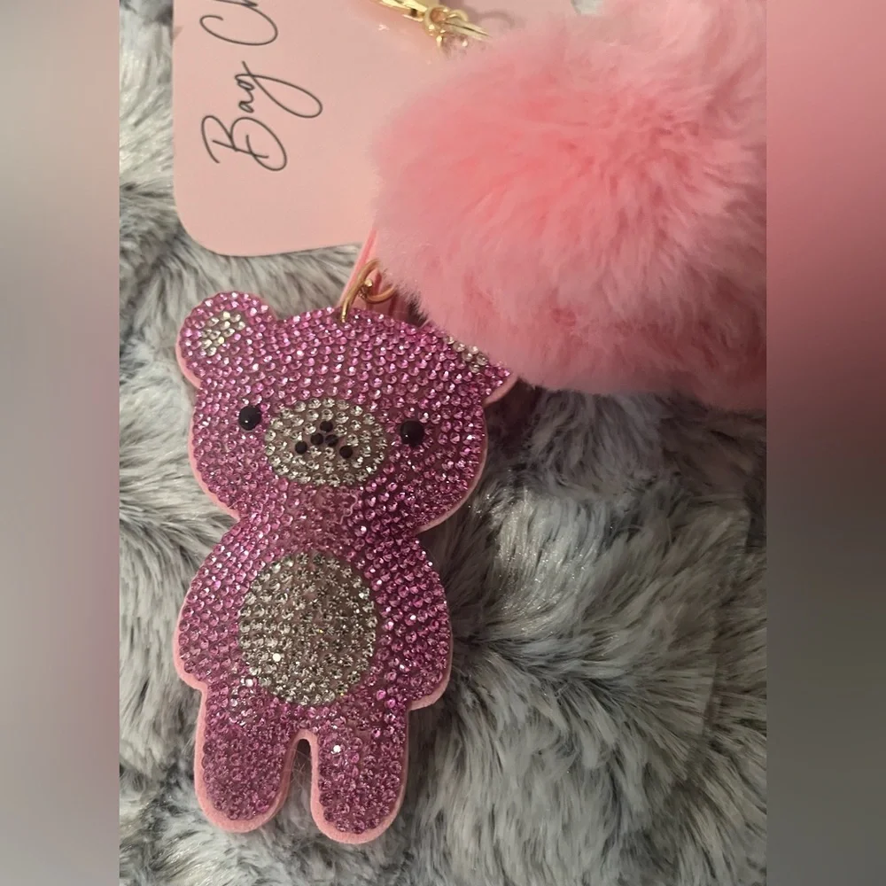 Bag Charm with Pink Bear, Heart and tassel - Picture 2 of 4